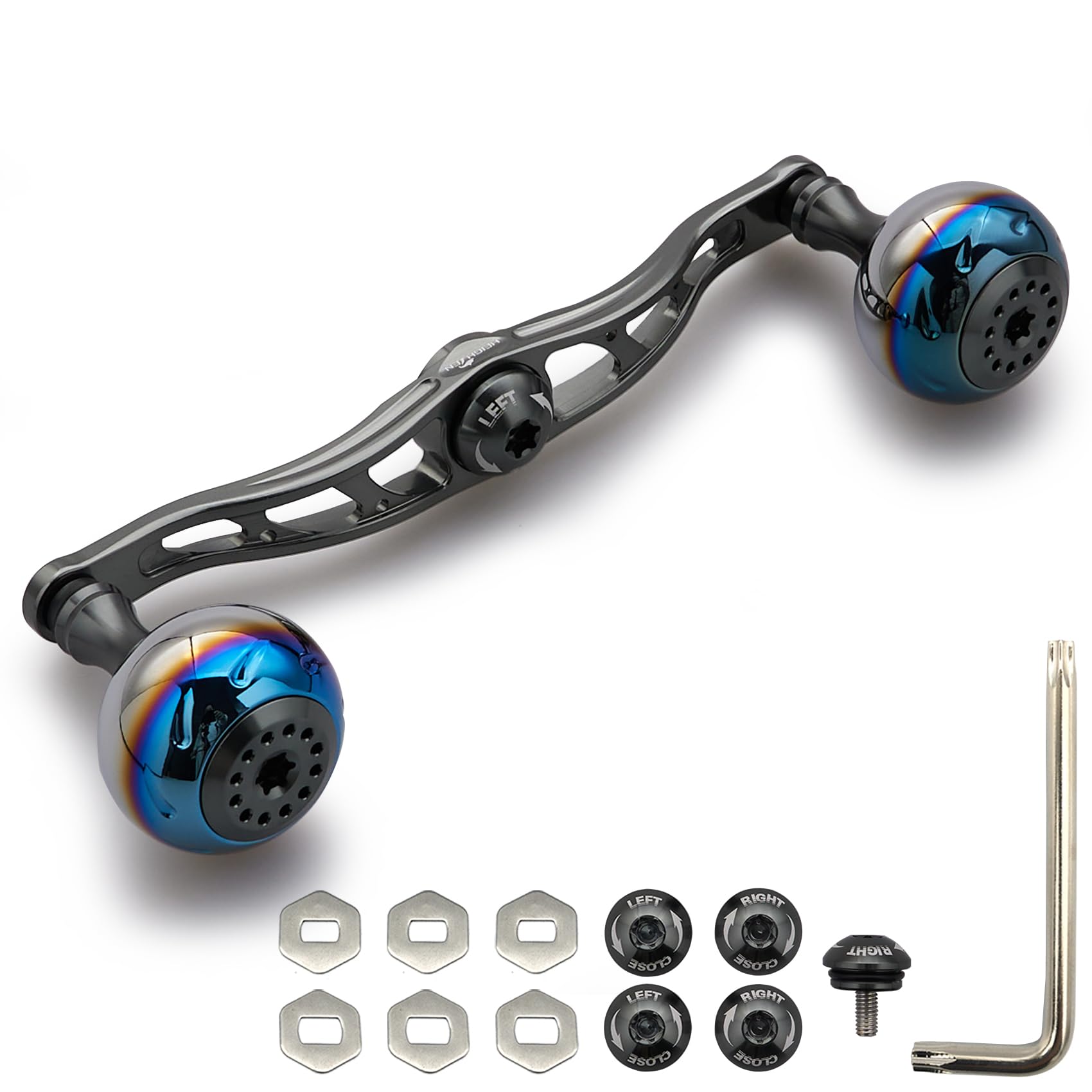 

УДЛИНЕННАЯ Рукоятка Катушки для Универсальных Мультипликаторных Катушек Abu Garcia Серии Aurora 130/120/115 мм Shimano, Daiwa, (Темно-серый, 120 мм) (09:20)