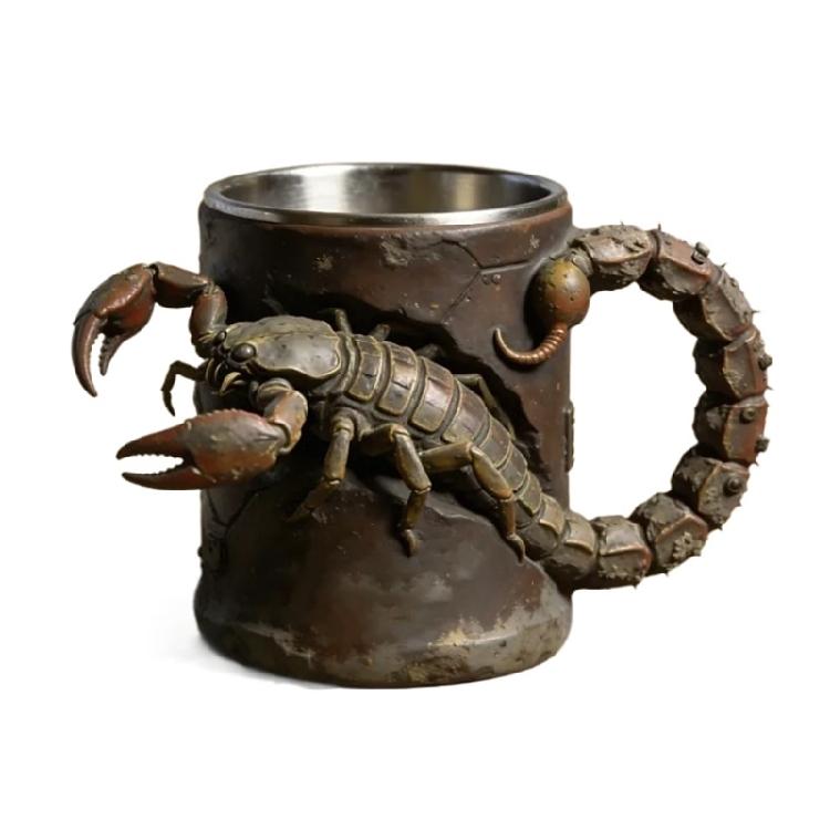 

Ergonomic Grip Large Capacity Resin Mug Scorpions Designs Drinking Cup with Handle for Coffee and Beverages 1
