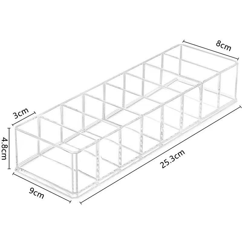 Transparent Eight-Grid Cosmetic Organizer for Eyeshadow, Eyebrow Pencils, Blush, and Lipsticks