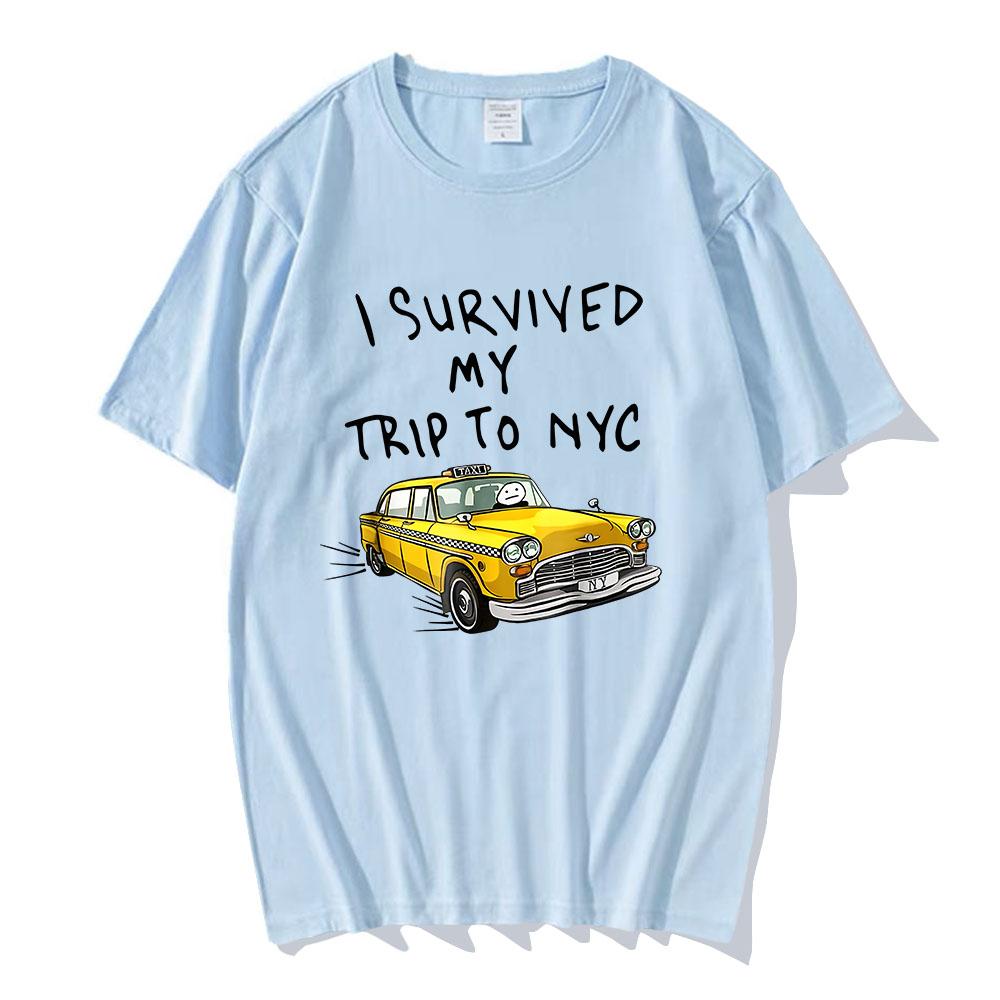 Przeżyłem moją podróż do NYC Koszulka Koszulki Toma Hollanda Koszulki Streetwear Zabawne Samochodowe Kreskówkowe Graficzne Koszulki Letnie Bawełniane Miękkie Top