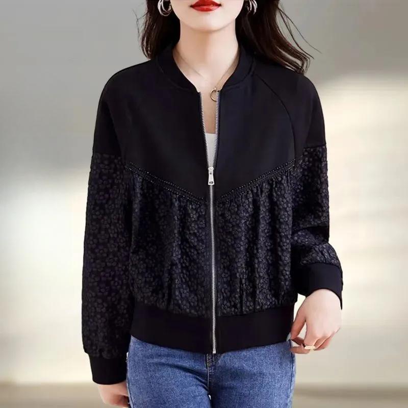 

Женская одежда Куртка Стойка воротник Застежка-молния Пальто Модная короткая куртка Женское пальто Повседневная куртка Кардиган Верхняя одежда Черные пальто S чёрный