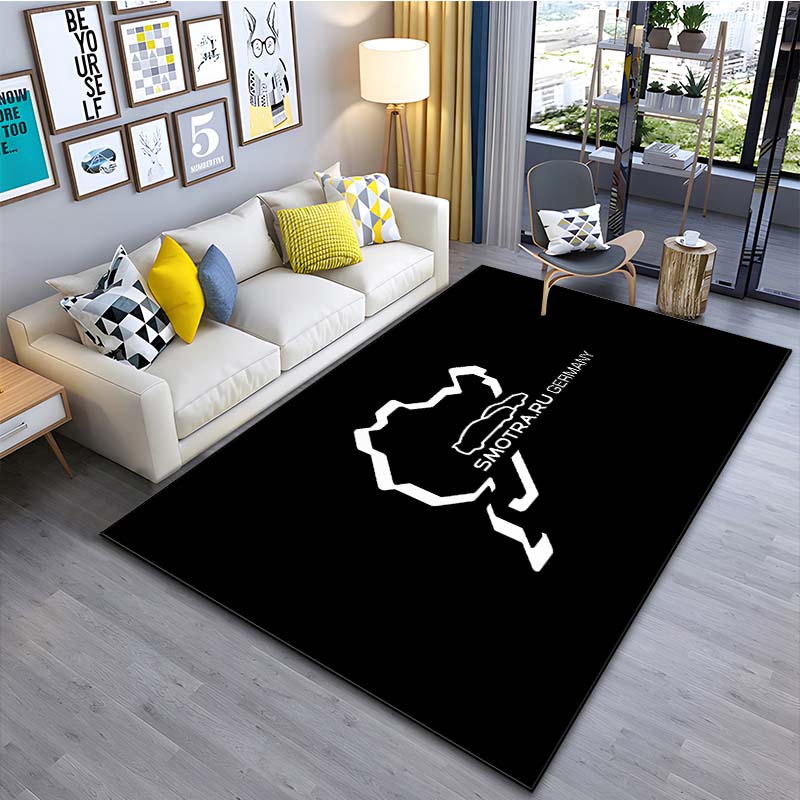 Tappeto Area di Stampa Contorno Pista di Nürburgring Sfondo Nero Tappeto Pavimento Motorsport Tappeto Decorazione Soggiorno Camera da Letto Fan di Corse