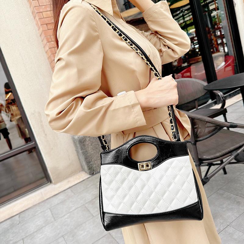 Stylová kostkovaná řetízková kabelka přes rameno Crossbody Taška do práce Vše v jednom Taška přes rameno Dámská taška