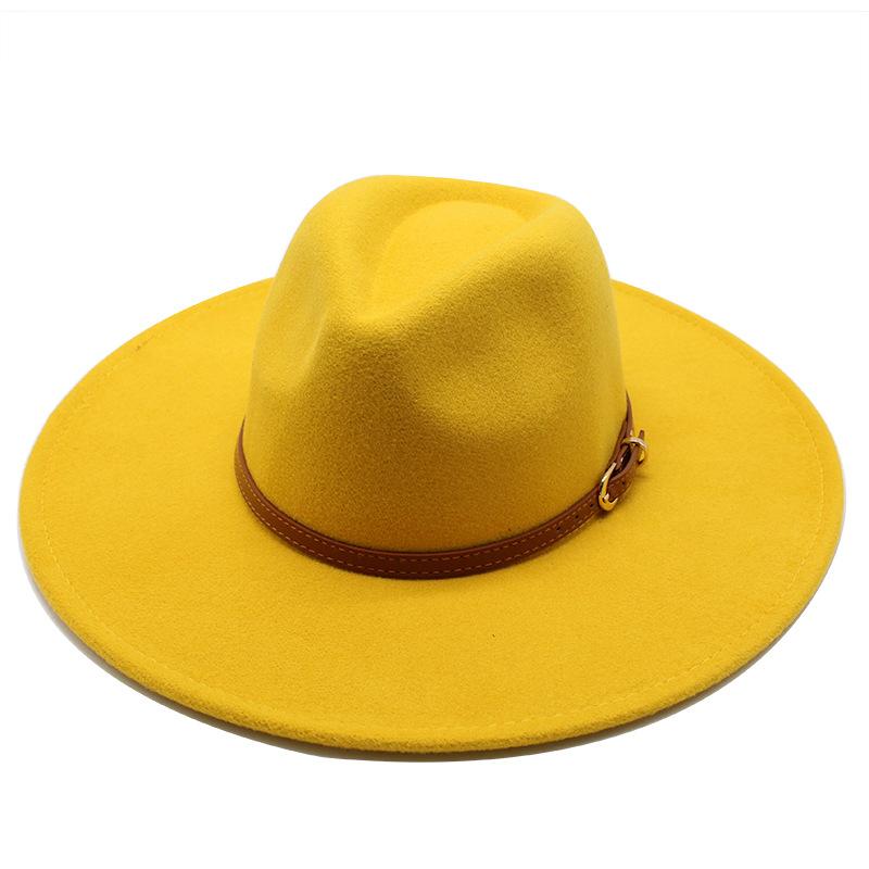 Chapéu estilo britânico estilo original 9,5 cm grande borda lã chapéu alto masculino e feminino chapéu de jazz quente