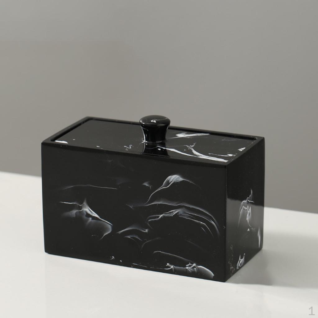 

Контейнер-органайзер для хранения мраморных тампонов с крышкой и зубочисткой для вечеринок чёрный