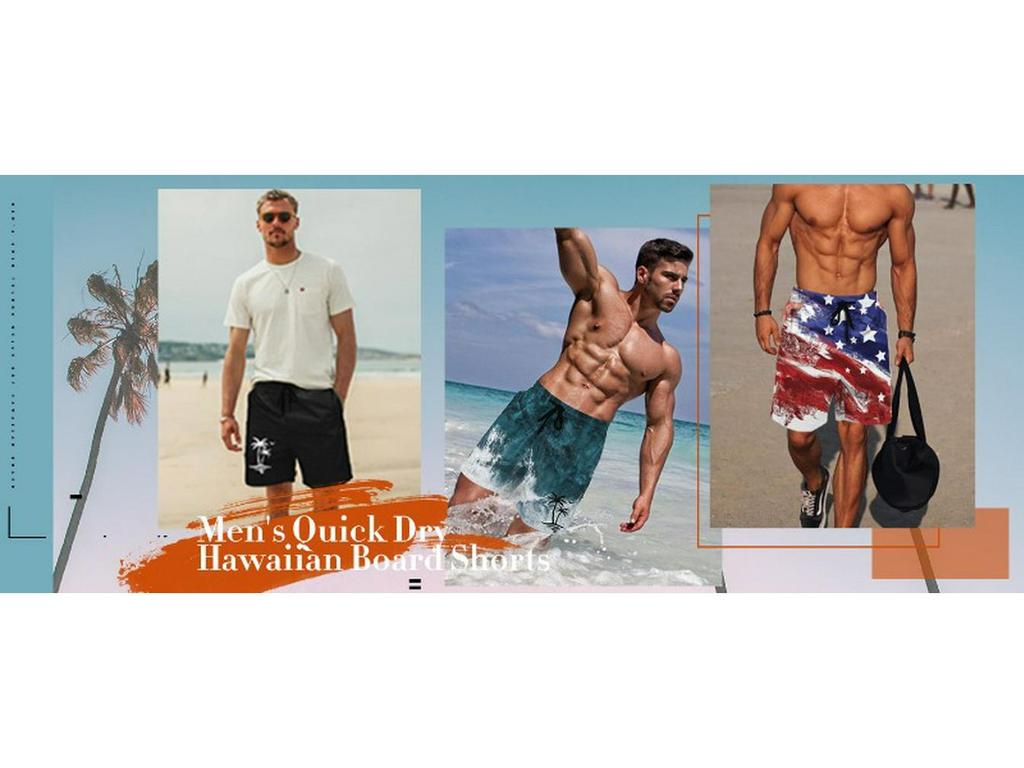 Men's 3D Print Quick-Dry Surf & Swim Shorts - Trendy Casual Beachwear