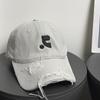 Vintage edging letter embroidery red baseball cap women's spring summer new big head circumference cap