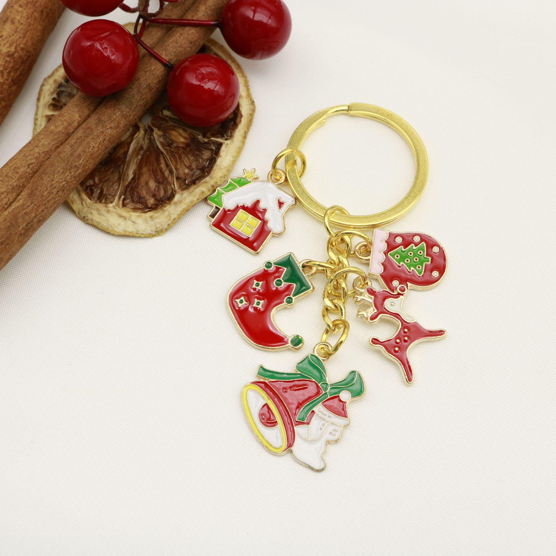 Cartoon Christmas Keychain: Santa, Snowflake, Bell Pendants