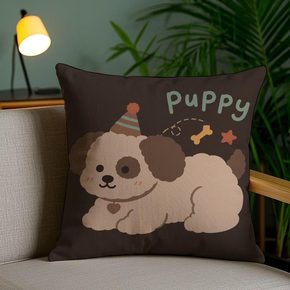 Advanced Cartoon Animals Cushion Cover Plush Fabric DoubleSided Printed Invisible Zipper Sofa Pillow Case Home Bedroom Decor