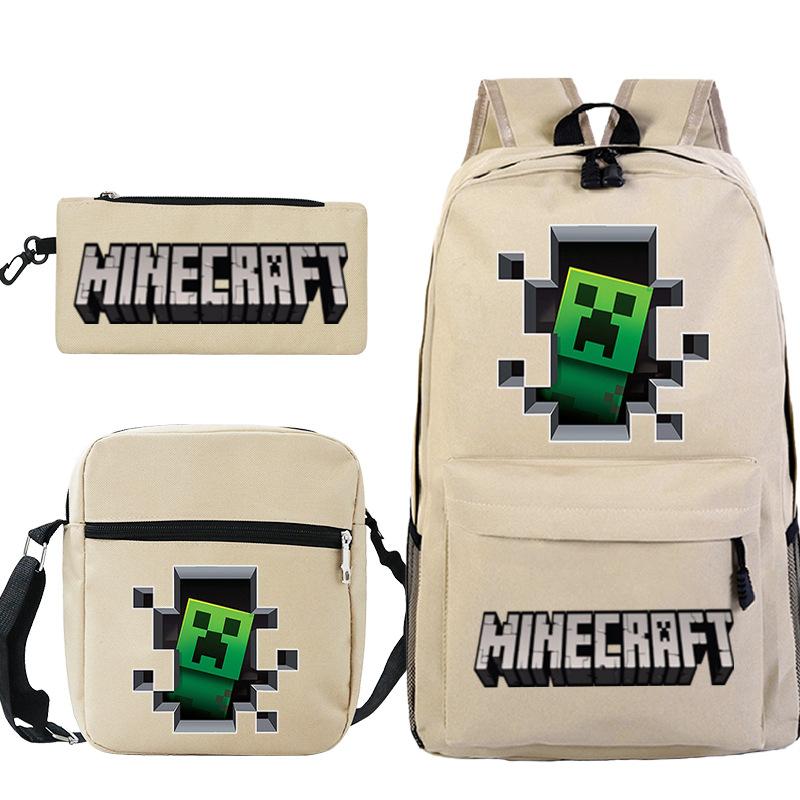 Game Minecraft Printed Children'S School Bag Oblique Span Bag Stationery Pencil Bag Student Backpack Set