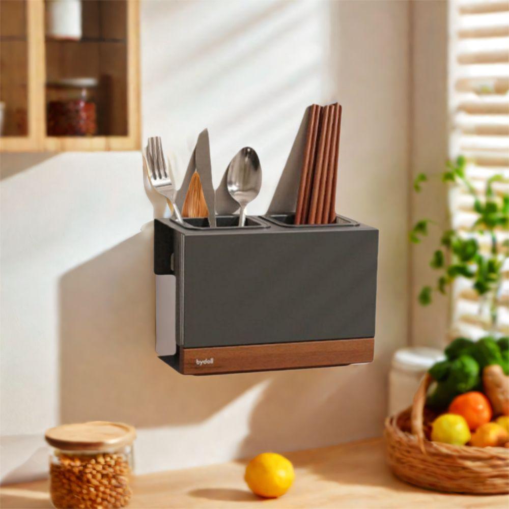 Large Capacity Suction Cup Chopstick Box Wall Mounted Chopstick Cage Kitchen Storage Rack  for Home