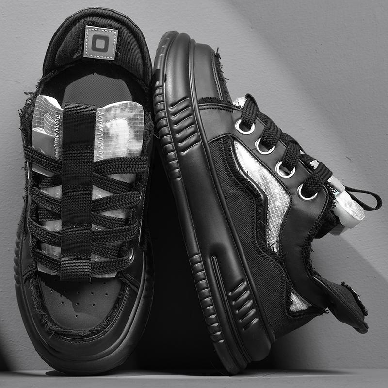 

Высококачественные мужские теннисные кроссовки на толстой подошве, мужская обувь, удобная для отдыха на открытом воздухе, противоскользящая, дизайнерская мужская повседневная обувь, модная обувь Tide Man 39 чёрный