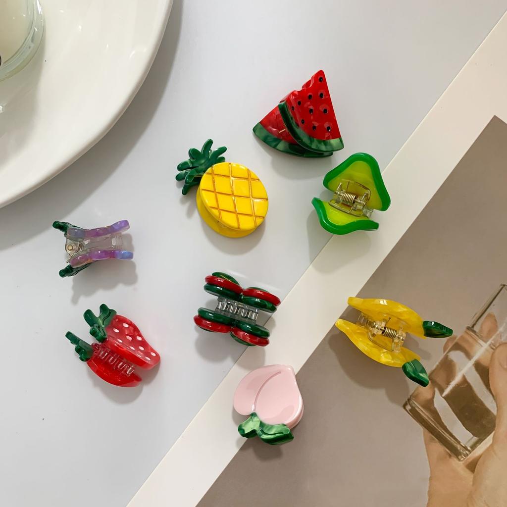 1 Cartoon-Frucht Acetat Haarnadel süße kleine Klammer Erdbeere Zitrone Kirsche Traube Pony gebrochene Haarnadel Top-Clip Haarschmuck