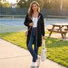 Women's Long Zip-Up Hoodie with Pockets, Casual Versatile Hooded Coat for Everyday Wear