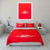 Red Diamond Logo with Stars and Soccer Ball Print Bedding Set Duvet Cover Pillowcases (1* Duvet Cover 2* Pillowcases Do Not Include Comforter)