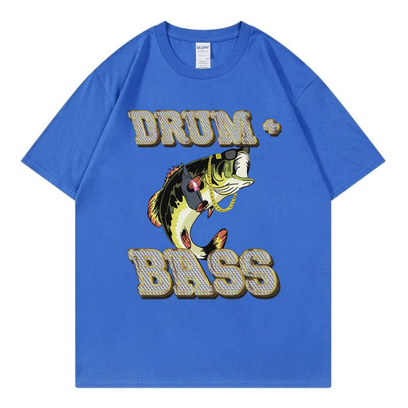 Drum and Bass Funny Fish Meme Graphic T Shirts Men Women Fashion Retro Short Sleeve Tshirt Summer Casual 100 Cotton Tshirts