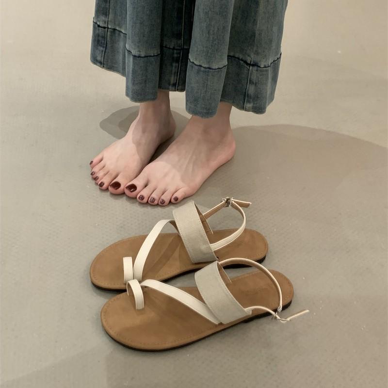 Design Sense Niche Flat-bottomed Sandals Roman Shoes Women's Summer Seaside Beach Shoes Fashion Cool Slippers Women's Shoes