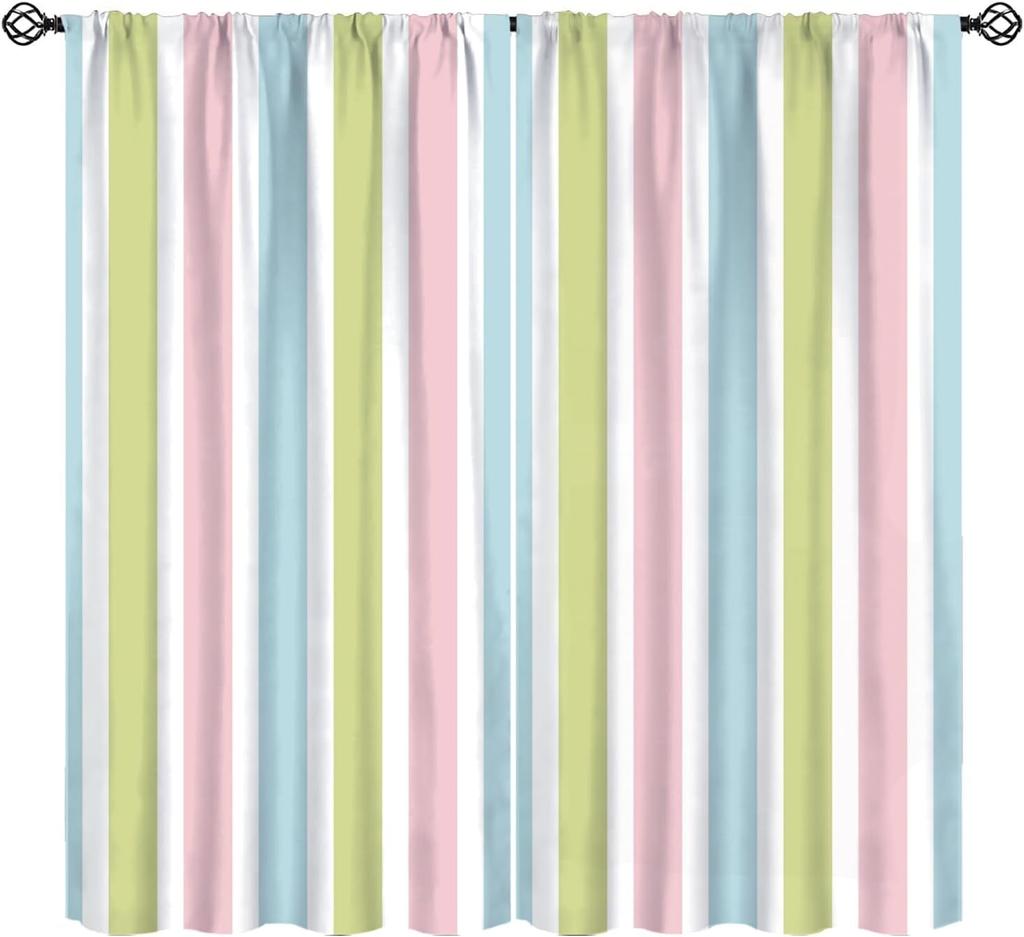 Stripe Curtains Red Ribbon Bow Stripes White Pink Background Window Treatments Insulated Drapes Panels Thermal Made Of Polyester