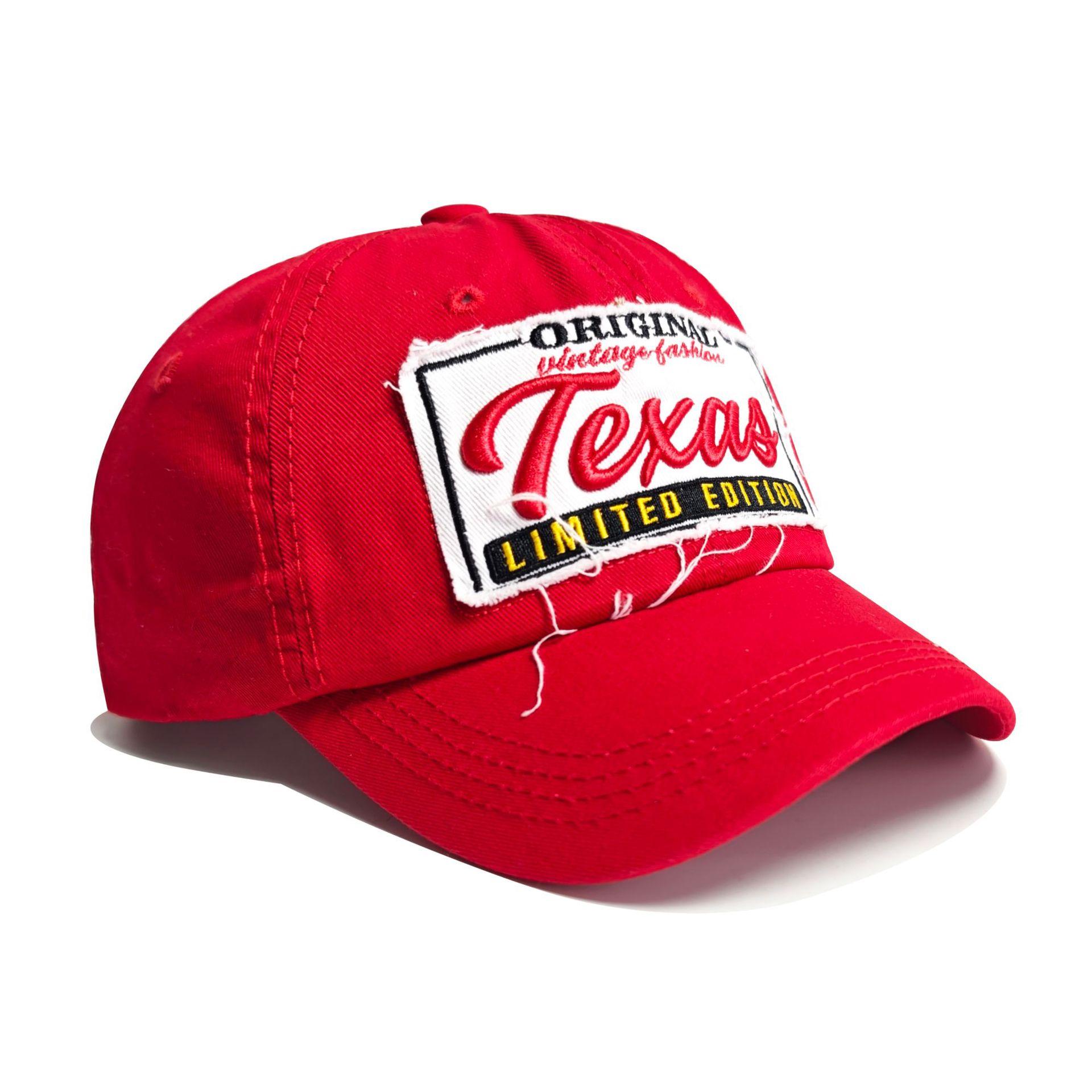 

JYL TS DIY Texas Baseball Cap Vintage Unisex Hat Cotton Twill red колір старого дерева