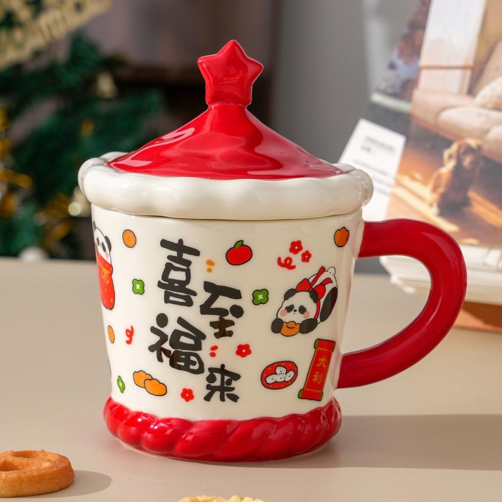 Animal Ceramic Couple Mug High Value Creative Gift Cute Water Cup Gift Box Gift Ceramic with Lid