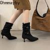 Autumn Fashion Pointed Toe Women Ankle Boots Street Style High Heels Party Stripper Female Short Booties
