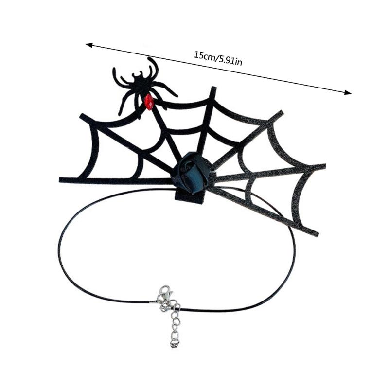 Black Necklaces Chain Spiders Short Neck Gothic Costume Jewelry for Women & Girl