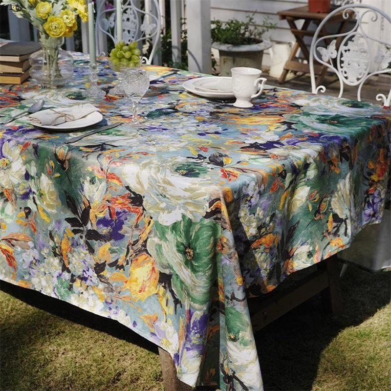 

INS Style Nordic Plaid Tablecloth Waterproof Oil-Proof Disposable Tableclothes Fabric Internet Celebrity Tablecloth Tea Manufacturer Van Gogh Oil Painting Green 7054935 90*90