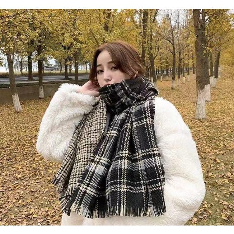 Plaid Double Face Scarf Men's Autumn and Winter Korean Style Gift for Boyfriend Shawl Female Versatile Student Couple Warm Scarf