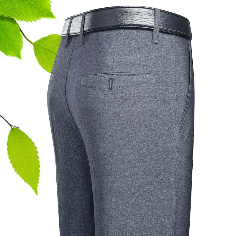 

Мужские классические прямые длинные брюки, мужские повседневные длинные брюки с высокой талией и плоской передней частью, летние хлопковые тонкие брюки без железа, деловое рабочее платье, свободные брюки 40