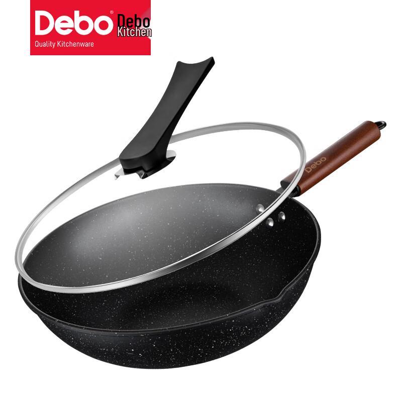 Debo 32cm Fine Iron Wok with Lid