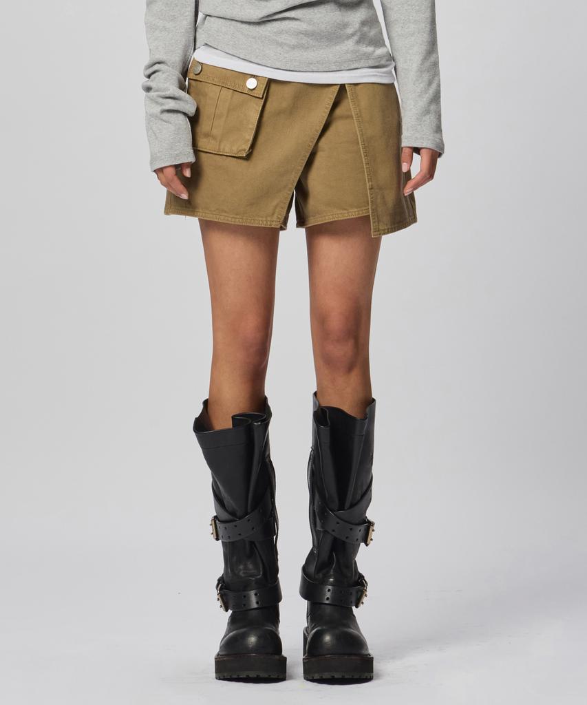 Beodeonteu Garment Dyed Multi-Pocket Layered Shorts [Beige]