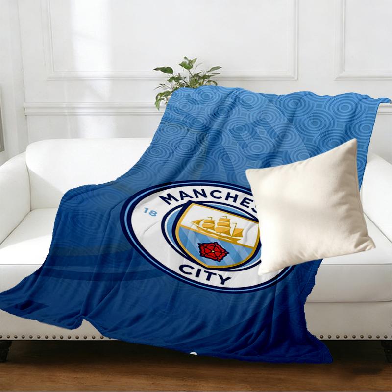 Manchester City FC Print Blanket - Soft & Comfortable, for Bedroom, Travel, Sofa, Home Decoration - Birthday Christmas Gift for Friend