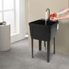 Black Freestanding Laundry Utility Sink with Rotatable 360° Faucet & Soap Dispenser, Modern Rectangular Tub for Laundry Room