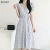 Robe Décontractée Femme Col V Manches Courtes Imprimé Floral