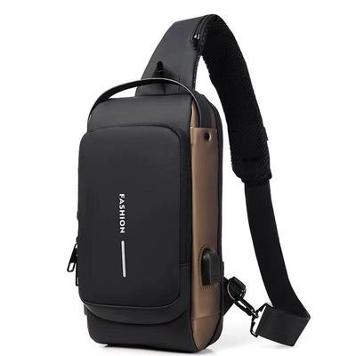 Men's Large Capacity Anti-Theft Chest Bag with Password Lock - Multi-Function Shoulder Bag for Motorcycles or Casual Use