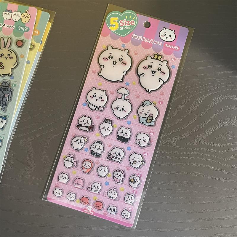 1 Sheet Cute Gifts   Sticker Hachiware Usagi Creative Drop Glue Stereo Decals Diy Decorative Computer Stickers