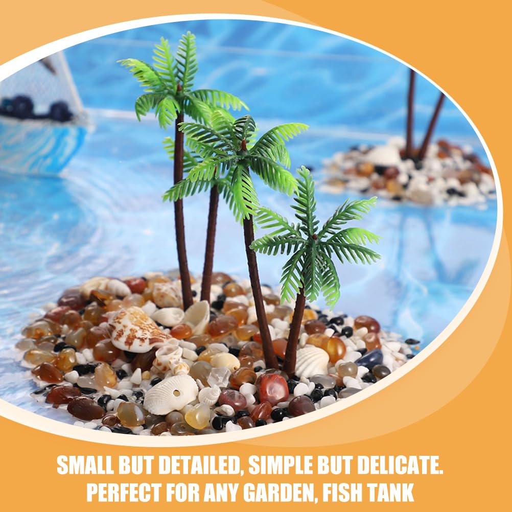 TOYMYTOY Set of Miniature Artificial Palm Coconut Tree Models for Micro Perfect for Aquarium and Terrarium Decorations 15-Piece Trees, Plastic,