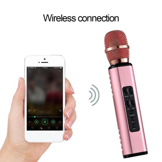 K6 Handheld Wireless Bluetooth-compatible Condenser Microphone Karaoke Speech Mic Speaker