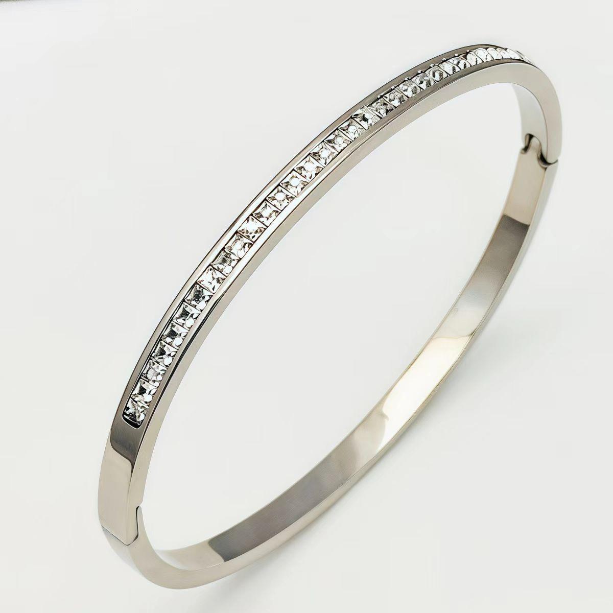 Stackable Bow Design Titanium Steel Bracelet - Women s Trendy Square Tile Stainless Steel Bracelet
