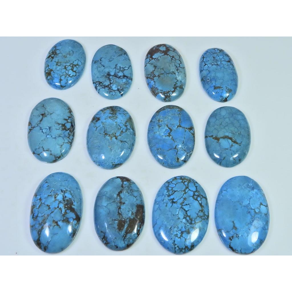 Colour Enhanced Magnesite Turquoise Oval Cabochon Loose Gemstone 12Pcs Lot C-2078