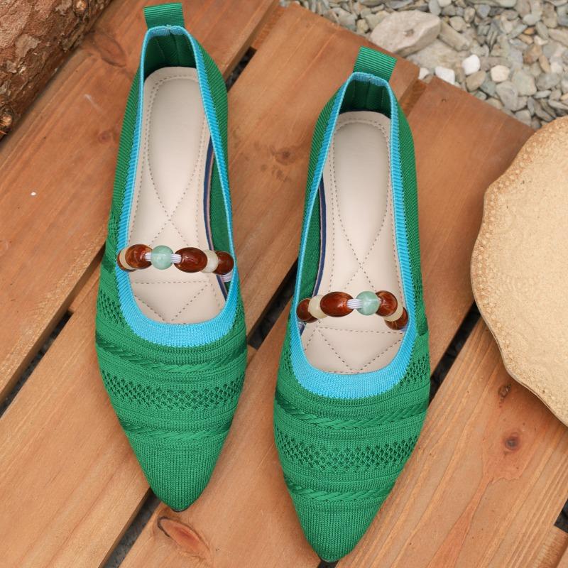 Fall New Flat Shoes Fashion Pointed Toe Light Mouth Color Block Soft Sole Non-slip Single Shoes