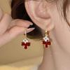 2026 Elegant Retro Hong Kong Style Red Autumn/Winter Stud Earrings with French Niche Design