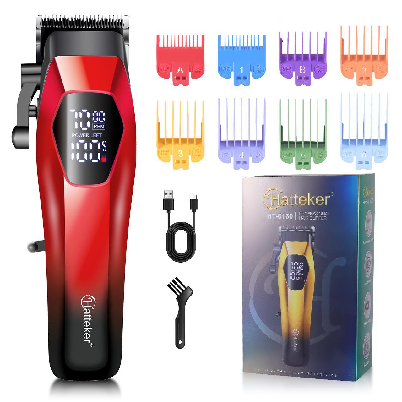 

Hatteker Электрическая машинка для стрижки волос профессионального парикмахерского класса с цифровым дисплеем, триммер для градиентного бритья для точности красный