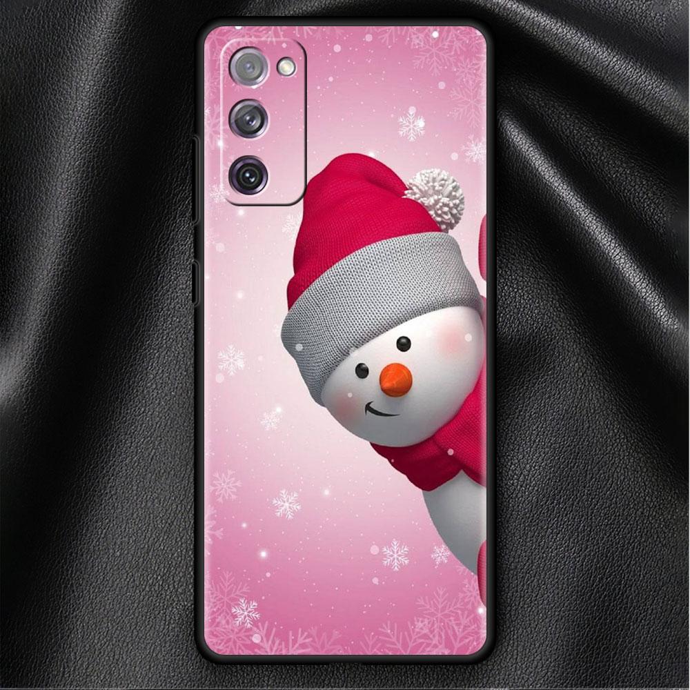 Bumper Case For Samsung Galaxy S22 Ultra S21 FE S20 Plus S10 Lite Phone Cover S10e S9 S8 S7 Silicone Funda Christmas Snowman Sac