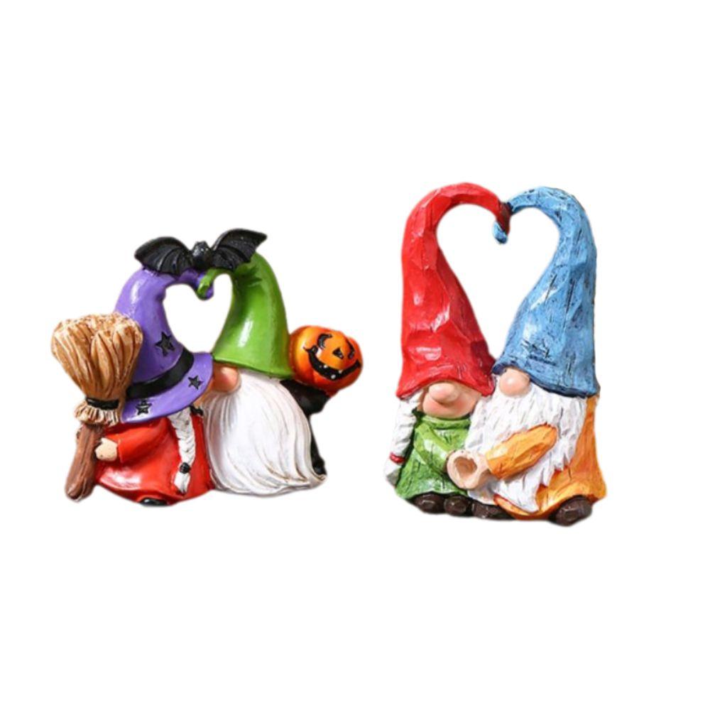 Resin Pumpkin Dwarf Figurine Statue Dwarf Spirit Heart Shape Figurines  Desktop Decorative