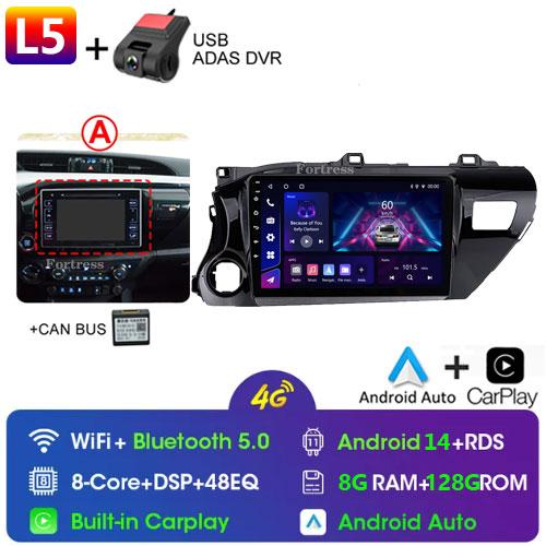8 Core Android13 Auto Car Radio Multimedia For Toyota Hilux Pick Up AN120 2015 - 2020 LHD Stereo Carplay GPS Navigation No DVD