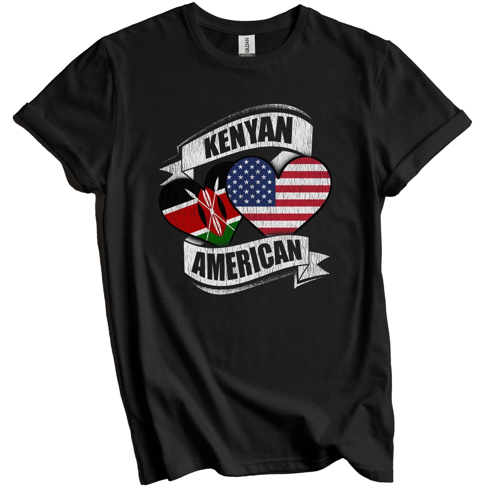 Kenyan American Hearts USA Kenya Flags T-Shirt 3XL