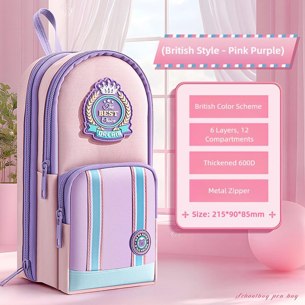 Six Layers Twelve Pockets Pencil Case Backpack Shape Stationery Organizer Pen Box  Students