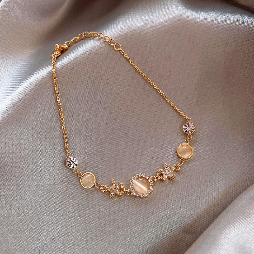 Trendy Opal Star Bracelet Ins Cool Style Minimalist Jewelry for Women Best Friend Gift Student Accessory