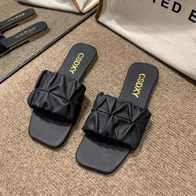 Summer New Comfortable Sexy Slippers for Women Flip Flops Flats Ladies Shoes Pleated Korean Fashion Woman Sandals Zapatos Mujer